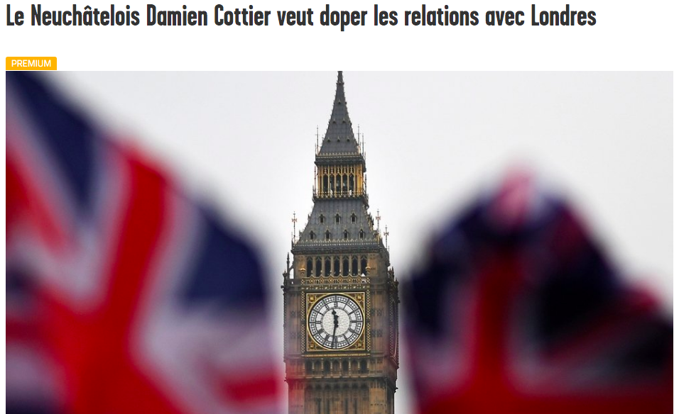 Arcinfo: Damien Cottier veut doper les relations avec Londres 